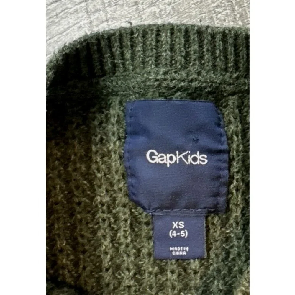 Baby Gap Sweater Boys 4-5 Green Waffle Knit‎ Crew Neck Pullover Winter Thick Top